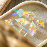 Gemstone Dichroic Glass Elven Cut DND Dice Set