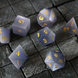 Gemstone Gray Cats Eye Stone DND Dice Set