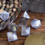 Gemstone Gray Cats Eye Stone DND Dice Set