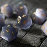 Gemstone Gray Cats Eye Stone DND Dice Set