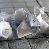 Gemstone Gray Cats Eye Stone DND Dice Set