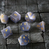 Gemstone Gray Cats Eye Stone DND Dice Set