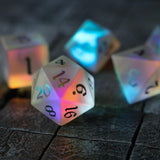 Gemstone (Inked) Raised Dichroic Glass DND Dice Set