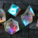 Gemstone (Inked) Raised Dichroic Glass DND Dice Set