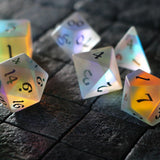 Gemstone (Inked) Raised Dichroic Glass DND Dice Set