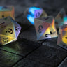 Gemstone (Inked) Raised Dichroic Glass DND Dice Set