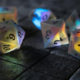 Gemstone (Inked) Raised Dichroic Glass DND Dice Set