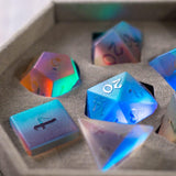 Gemstone Raised Dichroic Glass DND Dice Set