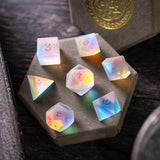 Gemstone Raised Dichroic Glass DND Dice Set