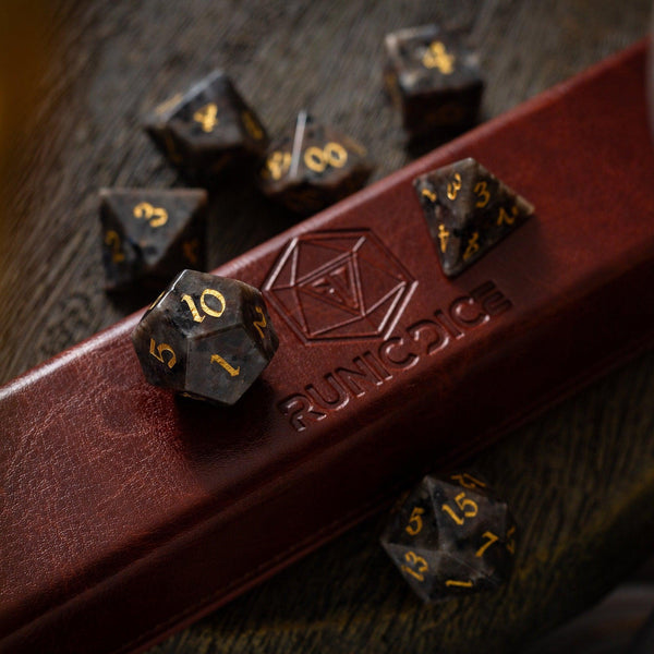 Gemstone Yooperlite Hand Carved DND Dice Set