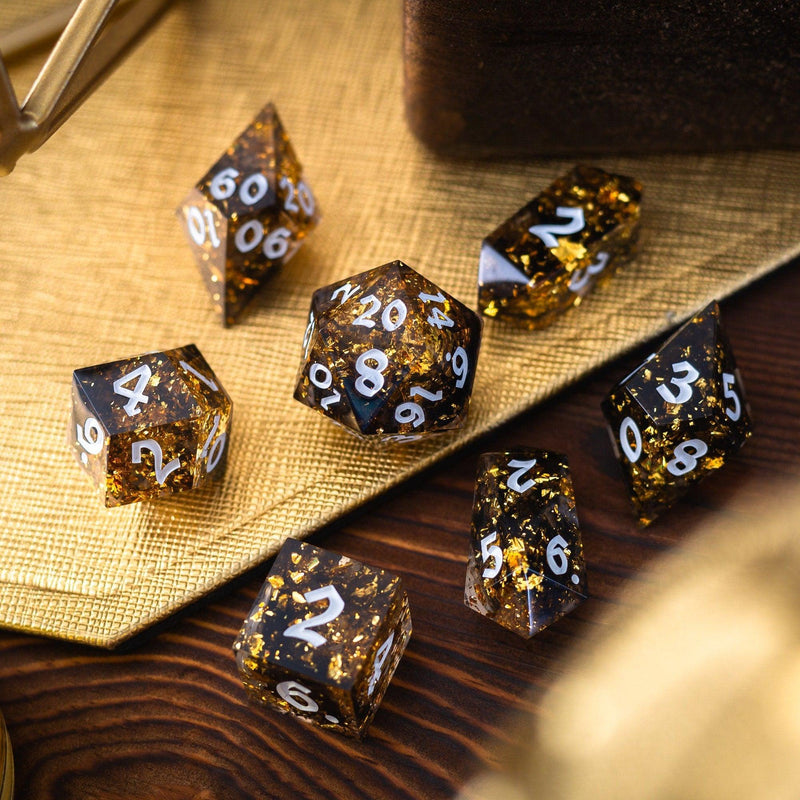 Gold Handmade Resin DND Dice Set