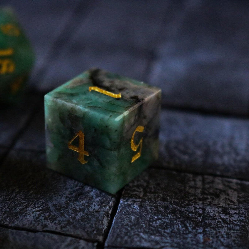 Green Emerald Gemstone DND Dice Set