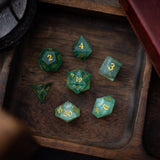 Green Fluorite Gemstone (Chlorophane) Hand Carved DND Dice Set