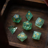 Green Fluorite Gemstone (Chlorophane) Hand Carved DND Dice Set