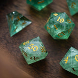 Green Fluorite Gemstone (Chlorophane) Hand Carved DND Dice Set