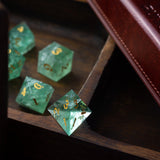 Green Fluorite Gemstone (Chlorophane) Hand Carved DND Dice Set