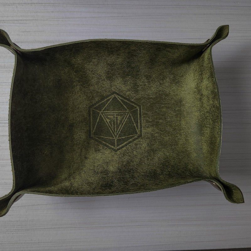 Hand Made Italian Green Pueblo Leather DND Dice Tray