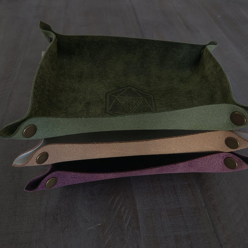 Hand Made Italian Green Pueblo Leather DND Dice Tray