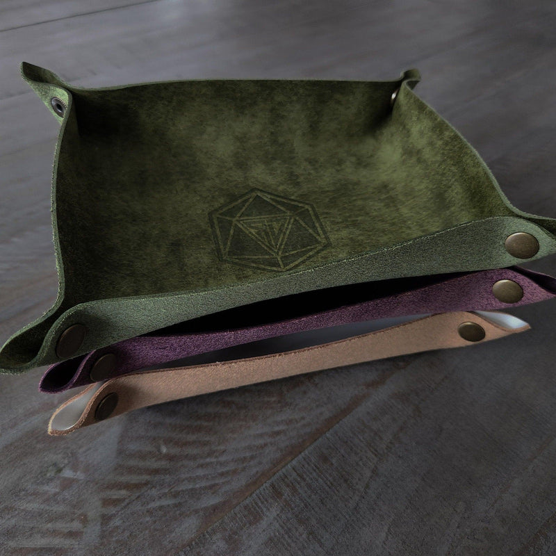 Hand Made Italian Green Pueblo Leather DND Dice Tray