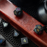 Inked Black Night Raised Obsidian Hand Carved Dice DND Set