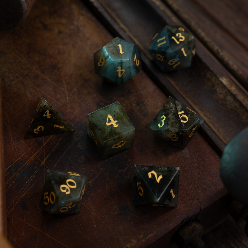 Labradorite Gemstone DND Dice Set