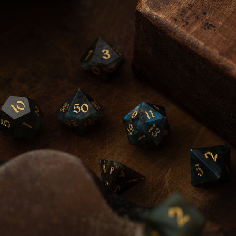 Labradorite Gemstone DND Dice Set