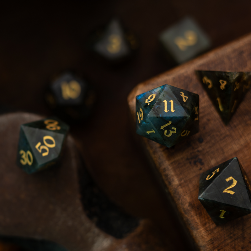 Labradorite Gemstone DND Dice Set