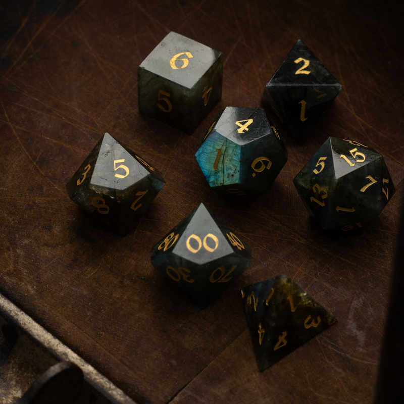 Labradorite Gemstone DND Dice Set