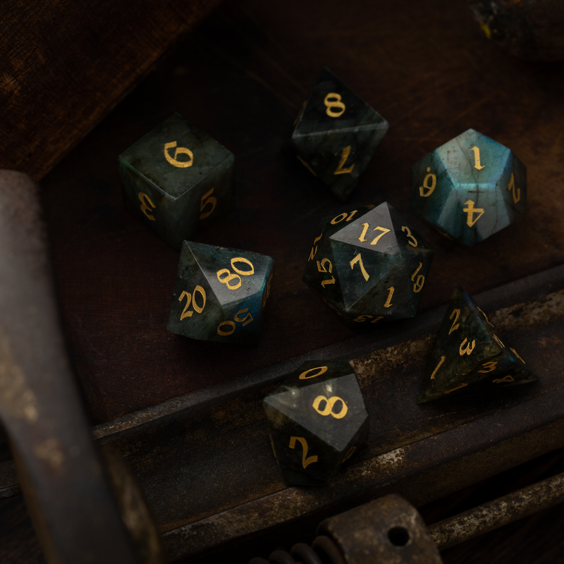 Labradorite Gemstone DND Dice Set