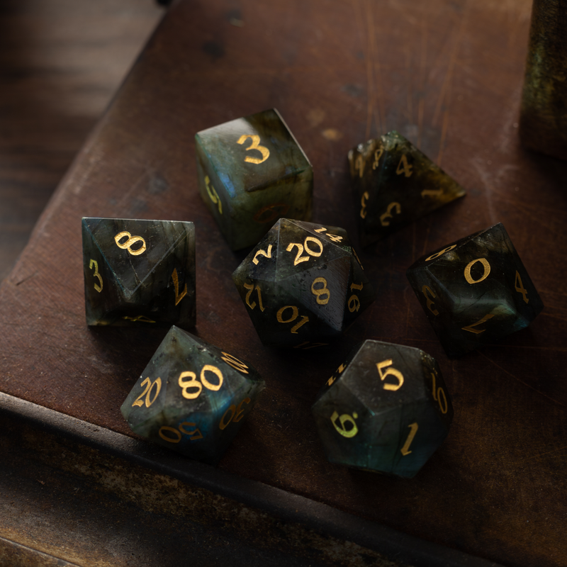 Labradorite Gemstone DND Dice Set