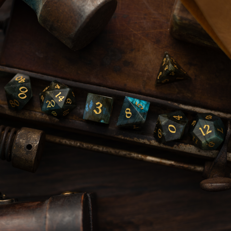 Labradorite Gemstone DND Dice Set