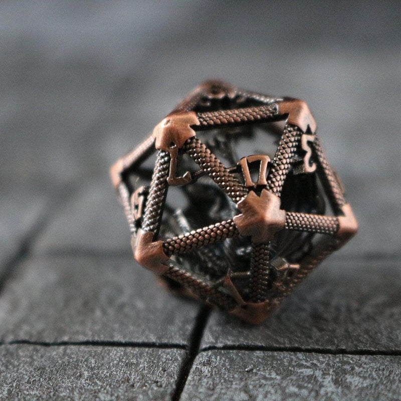 Large Caged Dragon D20 DND Copper Tabletop Gaming Dice