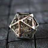 Large Caged Dragon D20 DND Silver Tabletop Gaming Dice