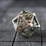 Large Caged Dragon D20 DND Silver Tabletop Gaming Dice