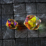 Large Dragon Egg Dichroic Glass D20 Gemstone Polyhedral Dice