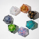 Massive Gold And Glitter Fireball Liquid Core 95MM Chonk Handmade Resin Dice And Box