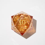 Massive Gold And Glitter Fireball Liquid Core 95MM Chonk Handmade Resin Dice And Box