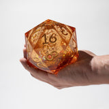 Massive Gold And Glitter Fireball Liquid Core 95MM Chonk Handmade Resin Dice And Box