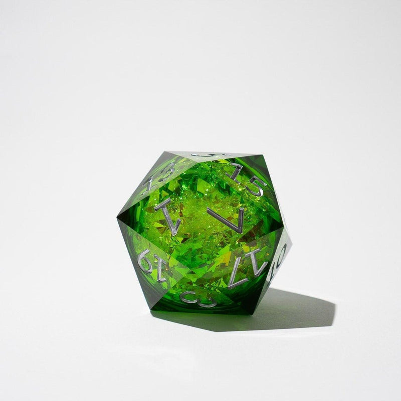 Massive Green Liquid Core 95MM Chonk Handmade Resin Dice And Box