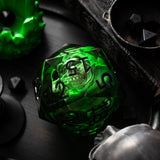 Massive Green Skull Liquid Core 95MM Chonk Handmade Resin Dice And Box