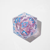 Massive Pastel Pink Baby Blue Glitter Liquid Core 95MM Chonk Handmade Resin Dice And Box