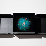 Massive Sea Green Teal Liquid Core 95MM Chonk Handmade Resin Dice And Box