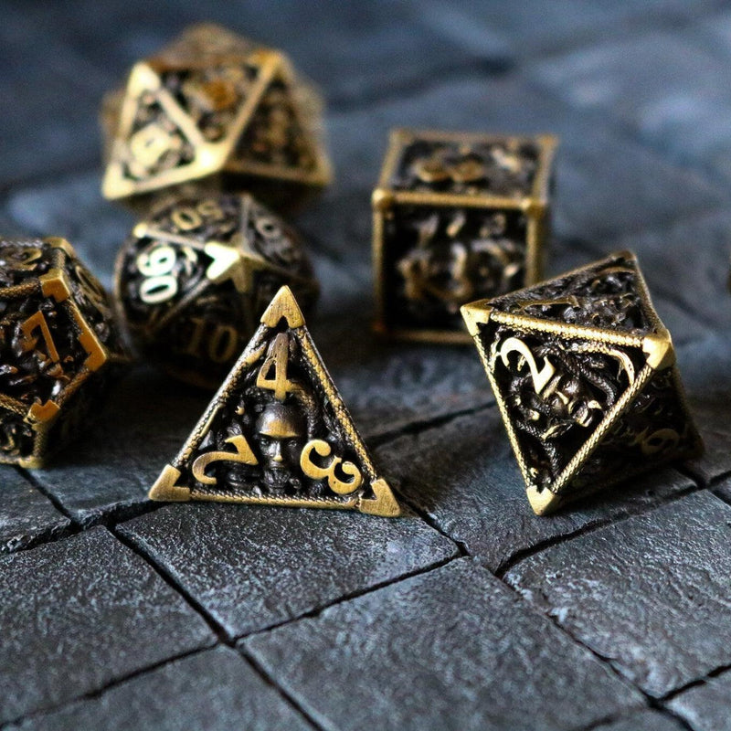 Medusa Bronze Hollow Metal DND Dice Set