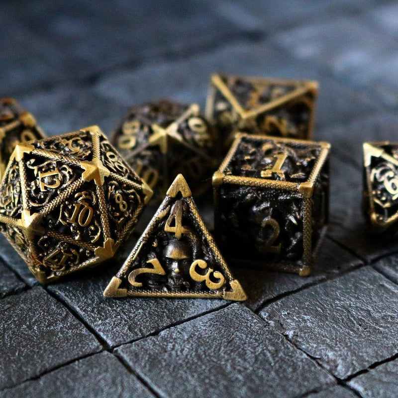 Medusa Bronze Hollow Metal DND Dice Set