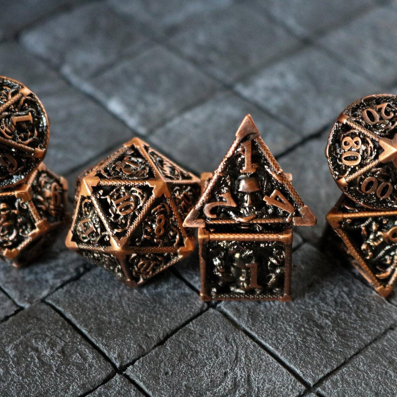 Medusa Copper Hollow Metal DND Dice Set