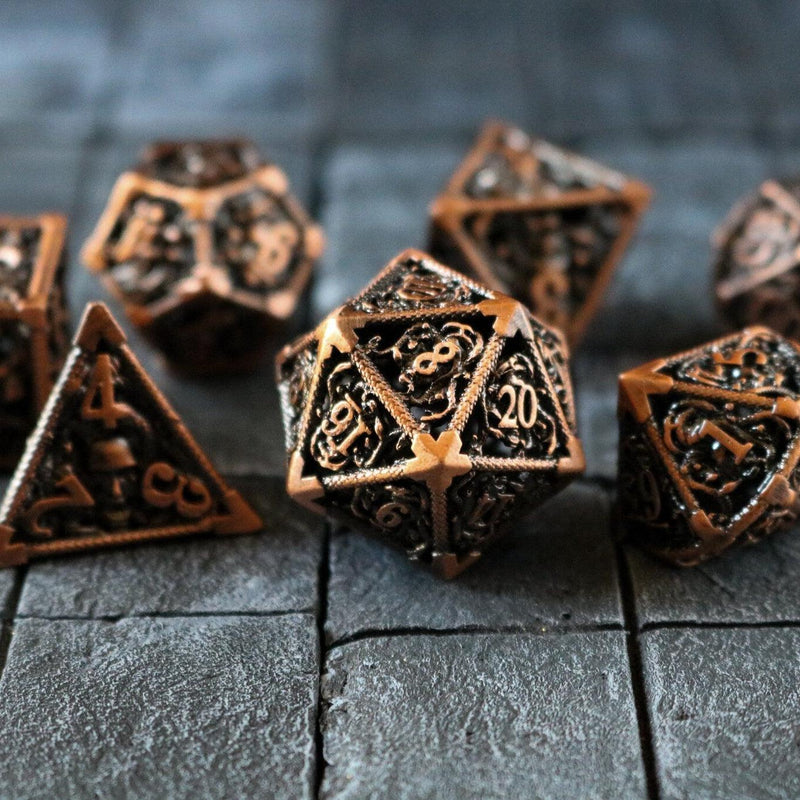 Medusa Copper Hollow Metal DND Dice Set