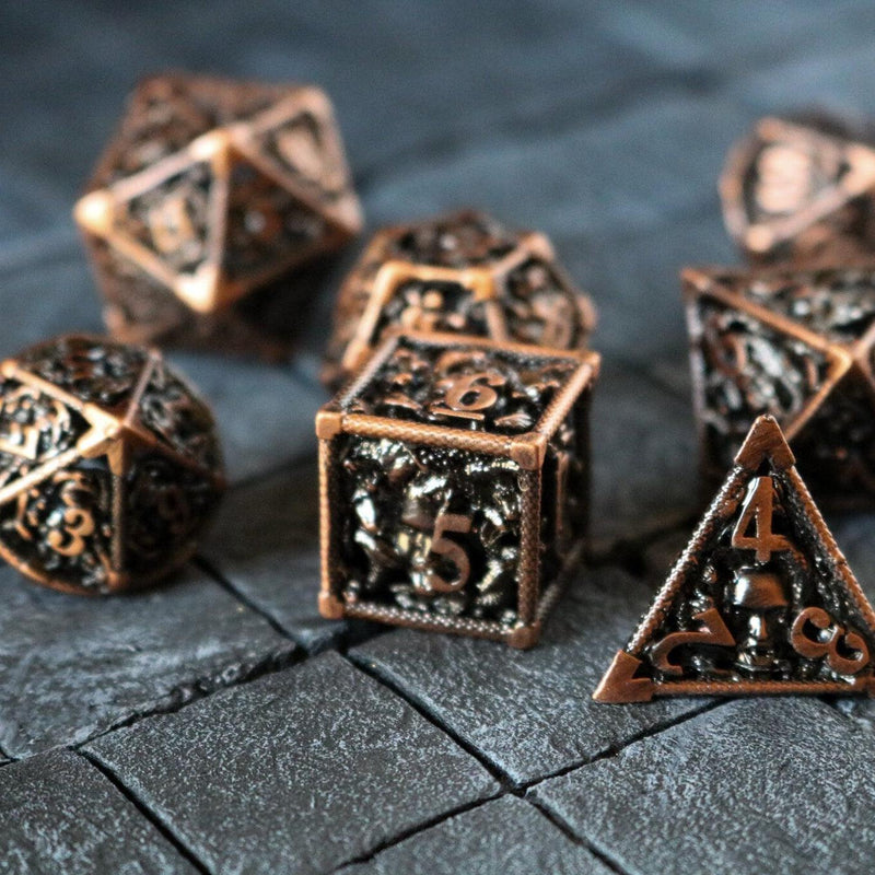 Medusa Copper Hollow Metal DND Dice Set