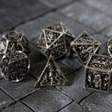 Medusa Silver Hollow Metal DND Dice Set