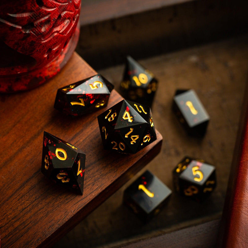 Night Blood Handmade Resin DND Dice Set