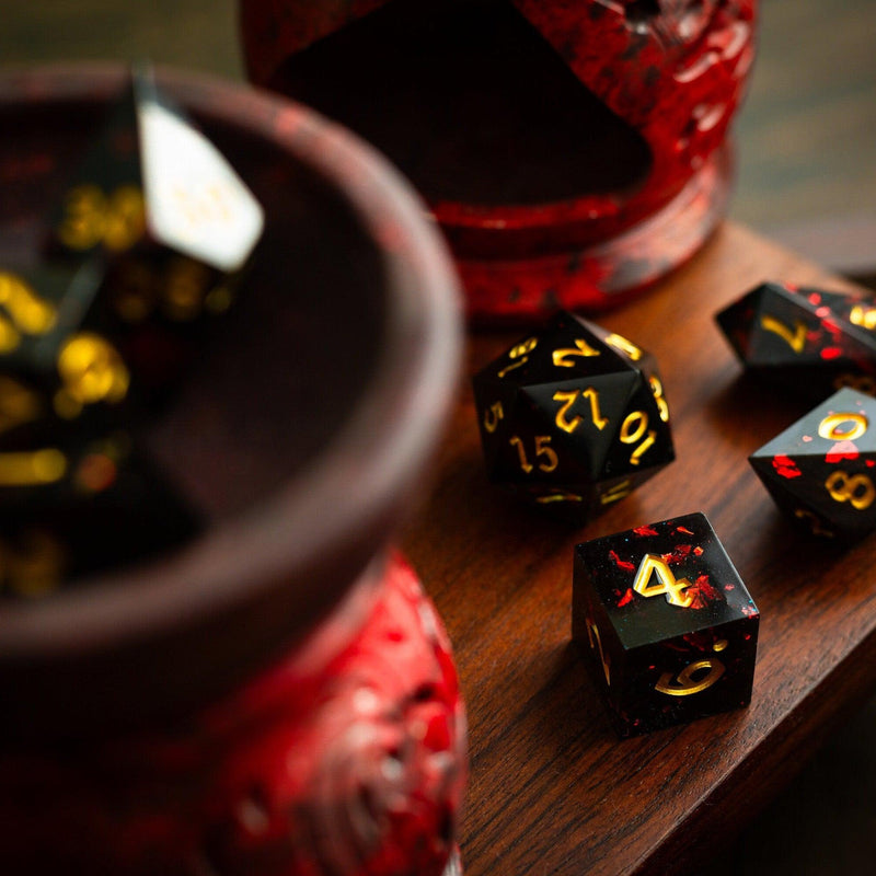 Night Blood Handmade Resin DND Dice Set